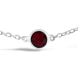 .925 Sterling Silver Bezel Set Red Garnet 5 Station Adjustable Bolo Bracelet-1 thumbnail 2