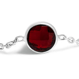.925 Sterling Silver Bezel Set Red Garnet 5 Station Adjustable Bolo Bracelet-4 thumbnail 5