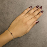 .925 Sterling Silver Bezel Set Red Garnet 5 Station Adjustable Bolo Bracelet-2 thumbnail 3
