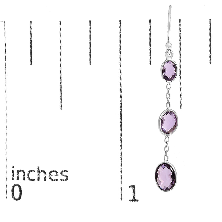 .925 Sterling Silver Checkerboard Cut Oval Purple Amethyst 2