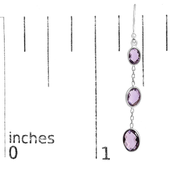 .925 Sterling Silver Checkerboard Cut Oval Purple Amethyst 2