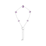 925 sterling silver bolo bracelet with 5 bezel-set round amethyst stones thumbnail 1