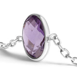 .925 Sterling Silver Bezel Set Purple Amethyst 5 Station Adjustable Bolo Bracelet-3 thumbnail 4