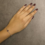 .925 Sterling Silver Bezel Set Purple Amethyst 5 Station Adjustable Bolo Bracelet-2 thumbnail 3