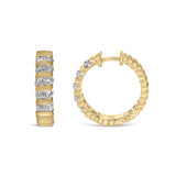 Gold Vermeil 1/10 Cttw Diamond Ribbed Design Hoop Earrings-3 thumbnail 4