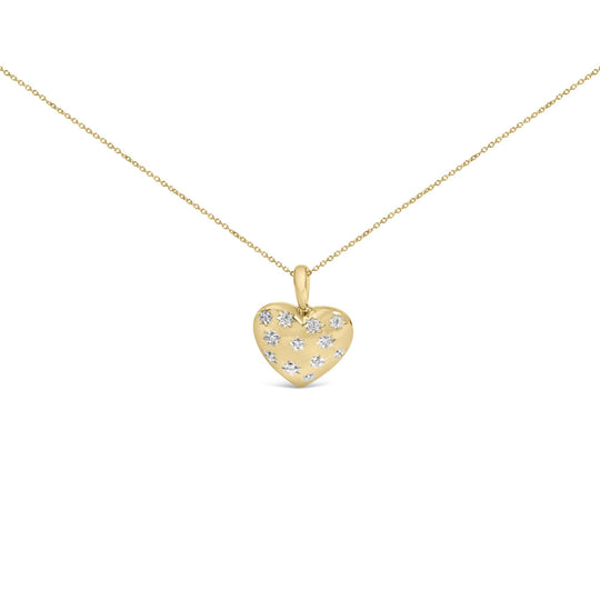Gold Vermeil 1/10 Cttw Diamond Bold Heart Pendant Necklace-0