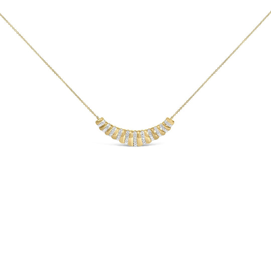 Gold Vermeil 1/10 Cttw Diamond Bold Ribbed Pendant Necklace-0