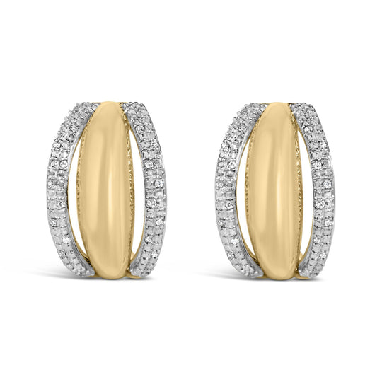 Gold Vermeil 1/10 Cttw Diamond Bold Half Hoop Earring-0