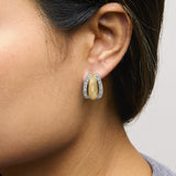 Gold Vermeil 1/10 Cttw Diamond Bold Half Hoop Earring-2 thumbnail 3