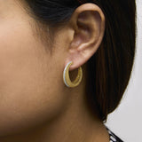 Gold Vermeil Diamond Accent Bold Hoop Earring-2 thumbnail 3