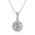 925 sterling silver sunburst pendant necklace with diamond accent stone