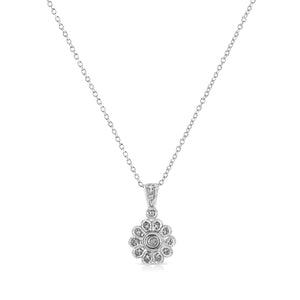 .925 Sterling Silver Diamond Accent Sunburst Milgrain 18