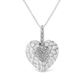 925 sterling silver heart pendant necklace with pave-set diamond accents