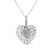 .925 Sterling Silver Pave-Set Diamond Accent Heart Shape 18