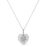 .925 Sterling Silver Pave-Set Diamond Accent Heart Shape 18