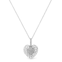 .925 Sterling Silver Pave-Set Diamond Accent Heart Shape 18