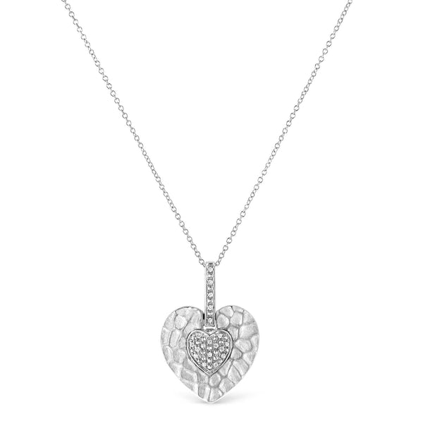 .925 Sterling Silver Pave-Set Diamond Accent Heart Shape 18