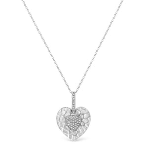 .925 Sterling Silver Pave-Set Diamond Accent Heart Shape 18