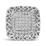 925 sterling silver Celtic knot cocktail ring with 1.0 ct diamond stones thumbnail 1