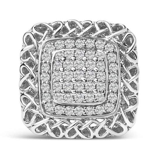 925 sterling silver Celtic knot cocktail ring with 1.0 ct diamond stones