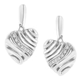 Sterling Silver Heart Diamond Accent Puff Earrings (I-J, I1-I2)-3 thumbnail 4