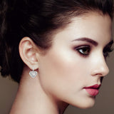 Sterling Silver Heart Diamond Accent Puff Earrings (I-J, I1-I2)-2 thumbnail 3