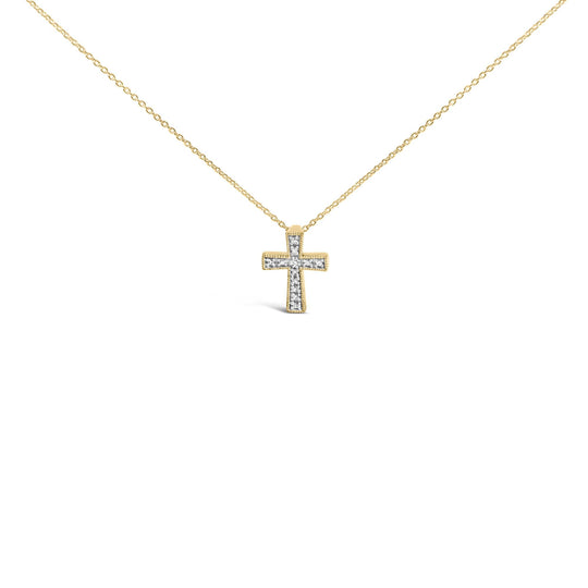 Gold Vermeil Diamond Accent Cross Pendant Necklace-0