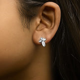 .925 Sterling Silver Prong Set Diamond Accent Floral Cross Stud Earring (I-J Color, I1-I2 Clarity)-2 thumbnail 3