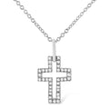 925 sterling silver open cross necklace with pave round diamond stones