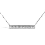 Sterling Silver Diamond Accent Milgrain Bar Pendant Necklace-1 thumbnail 2