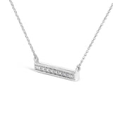 Sterling Silver Diamond Accent Milgrain Bar Pendant Necklace-3 thumbnail 4