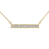 Yellow Gold Plated Diamond Accent Bar Pendant Necklace-1 thumbnail 2