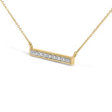 Yellow Gold Plated Diamond Accent Bar Pendant Necklace-3 thumbnail 4