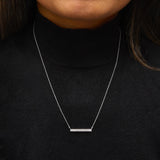 Sterling Silver Diamond Accent Milgrain Bar Pendant Necklace-2 thumbnail 3