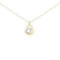 Gold Vermeil Diamond Accent Double Heart Pendant Necklace-0