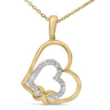 Gold Vermeil Diamond Accent Double Heart Pendant Necklace-1 thumbnail 2