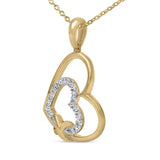 Gold Vermeil Diamond Accent Double Heart Pendant Necklace-3 thumbnail 4