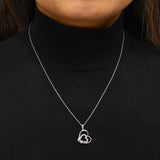 .925 Sterling Silver Double Heart Pendant Necklace with Diamond and 10K Rose Gold Accent-2 thumbnail 3