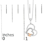 .925 Sterling Silver Double Heart Pendant Necklace with Diamond and 10K Rose Gold Accent-4 thumbnail 5