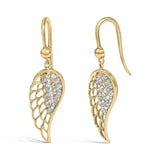 Gold Vermeil Diamond Accent Angel Wing Drop Earring-1 thumbnail 2