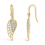 Gold Vermeil Diamond Accent Angel Wing Drop Earring-3 thumbnail 4