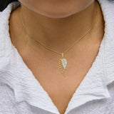 Gold Vermeil Diamond Accent Angel Wing Pendant Necklace-2 thumbnail 3