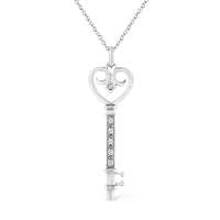.925 Sterling Silver Pave and Bezel-Set Diamond Accent Key 18