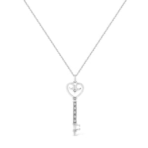 .925 Sterling Silver Pave and Bezel-Set Diamond Accent Key 18