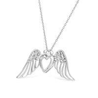 .925 Sterling Silver Pave-Set Diamond Accent Angel Wing 18
