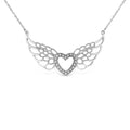 925 sterling silver heart necklace with pave heart-shaped diamond accents