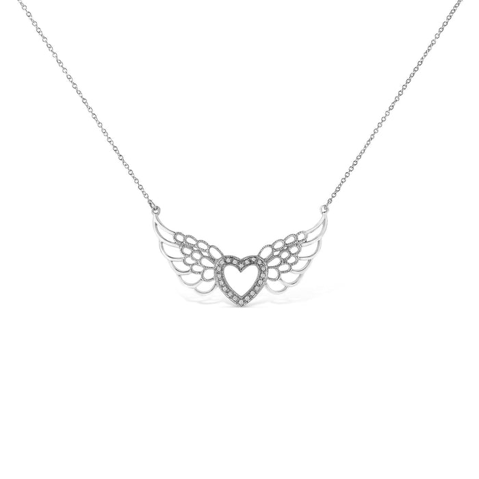 .925 Sterling Silver Pave-Set Diamond Accent Fairy Wing 18