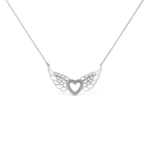 .925 Sterling Silver Pave-Set Diamond Accent Fairy Wing 18