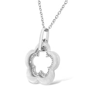 Matte Finished .925 Sterling Silver Diamond Accent Double Flower Shape 18