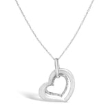 Sterling Silver Diamond Accent Matte Finish Heart Pendant Necklace-0 thumbnail 1